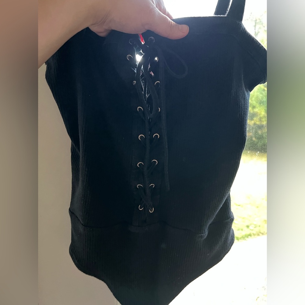 LA Hearts Lace up thong body suit
